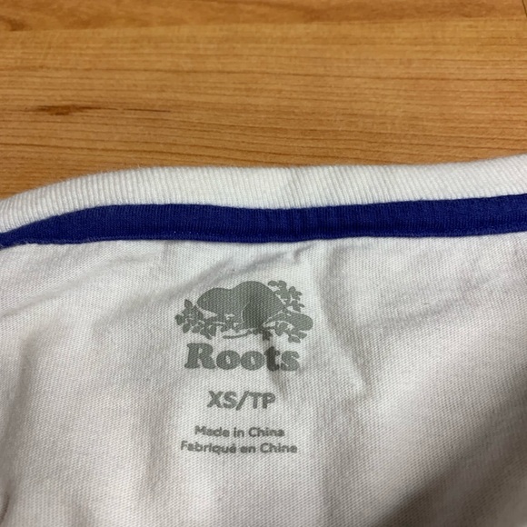 Roots Athletics White Varsity Henley Top - 3/4 Stripe Sleeve XS - Picture 4 of 8